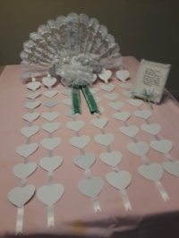 Lace Bridal Fan with sign in heart card for rememberance  an original by silverfox19134