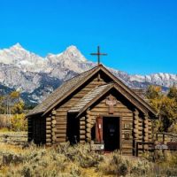 Small Log Cabin Style Chapel in The Grand Tetons....