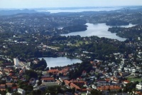 Looking down upon Bergen, Norway from Ulriken.