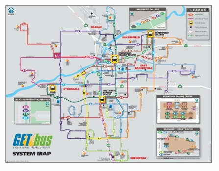 Solve Bus Route Map Bakersfield, CA jigsaw puzzle online with 180 pieces