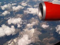 Flying Virgin over Canadian Mountains