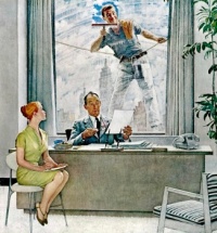 Window Washer by Norman Rockwell (1960)