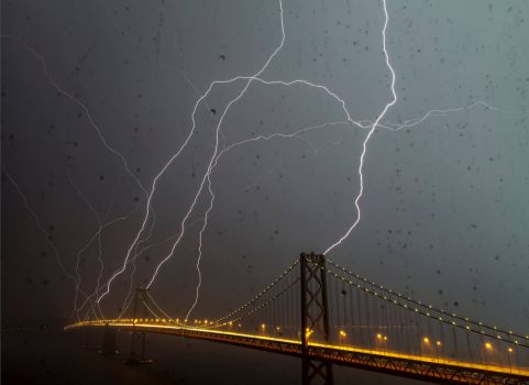 Lightning Strikes Bay Bridge
