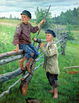 Nikolai Bogdanov-Belsky, Russian (Smolensk), 1868-1945, "Village Kids," 1936