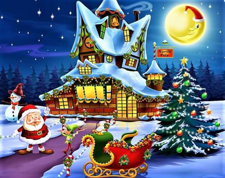 Solve Santa's house jigsaw puzzle online with 80 pieces