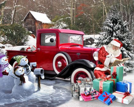 Solve Christmas Hot Rod jigsaw puzzle online with 500 pieces