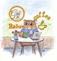 "Hamster In Coffee Shop" my own original watercolour painting