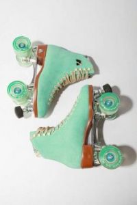 Green roller skates