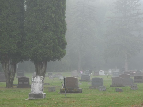 Fog in the cemetery