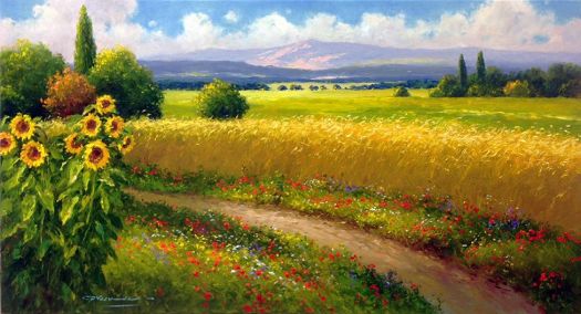 "Sunflowers & Wheatfields In Harmony"  by Gerhard Nesvadba