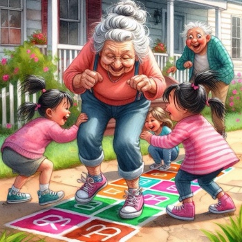 Solve Having Fun With Granny jigsaw puzzle online with 64 pieces