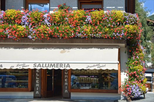 Flowers on the shop in Champoluc