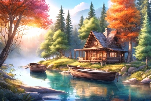 Solve Mountain Cabin jigsaw puzzle online with 77 pieces