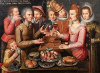 Franco-Flemish School (ca 1610), The Game, the Woman, the Wine leave the Man poor while laughing
