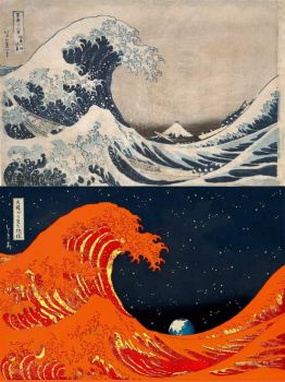 Top: The Great wave.   Bottom:  The Earth as seen from the Sun.