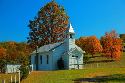autumn country church