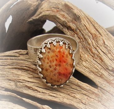 Ring with Petrified Palm gem