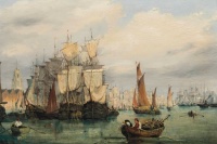 James Holland (British, 1799–1870), Shipping on the Thames