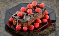 Rich Chocolate Fudge Cake with Raspberries