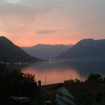 Bay of Kotor from apartment at sunset