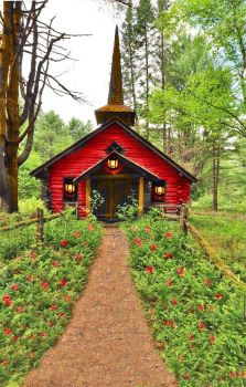 Log Cabin Chapel in the Forest