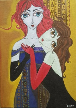 Solve Alexia Bahar Karabenli Yimez Artwork - 'Sisters' jigsaw puzzle