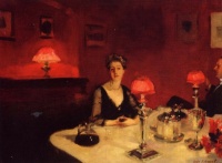 A dinner table at night by John Singer Sargent