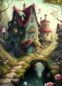 Fairy cottage by the stream
