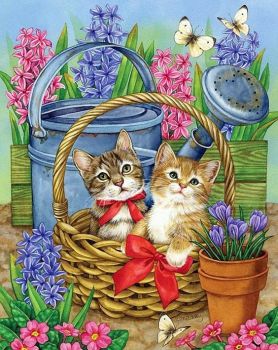 Solve Springtime and cute kittens jigsaw puzzle online with 99 pieces