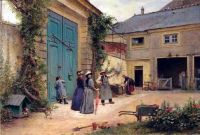Louis Emile Adan - Damsels Visit the Farm, 1890