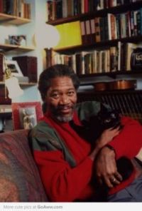 MORGAN FREEMAN WITH HIS BLACK CAT...