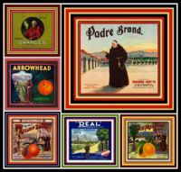 Vintage Fruit Crate Labels Depicting California Missions