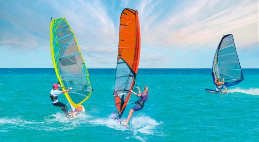 Windsurfers in Cesme bay, Izmir, Turkey
