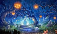 Halloween Haunted Forest Pumpkin Head Graveyard