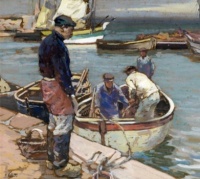 Henry Vollet (French, 1861–1945), Return from Fishing