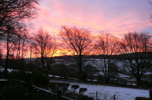 Snowy sunrise over Wales