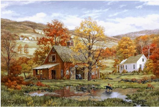 Solve Friends in Autumn by Fred Swan jigsaw puzzle online with 77 pieces