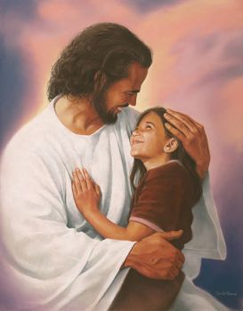 Jesus hugging child