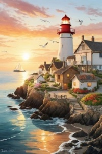 Lighthouse and Fishing Village