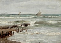 Louise Bonfils (Danish, 1856–1933), Coastal View from Hellebæk in Windy Weather