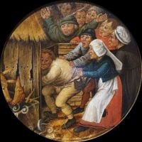 Pieter Breughel the Younger, The Drunkard pushed into the Pigsty, 1616