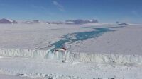 Meltwater waterfall Nansen ice shelf