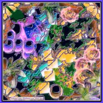 Stained Glass Blueberries and Wild Rose