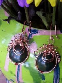 copper bloodstone earrings