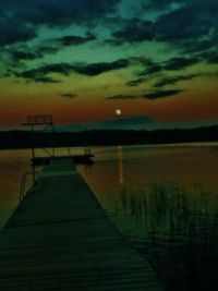 Full moon June 2013, lake, Finland