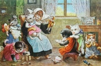 Cats in the Nursery, postcard by Carl Robert Arthur Thiele (German, 1860-1936)