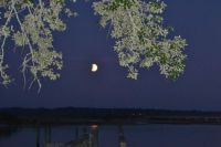 Partial Eclipse at Moonset in Florida over the Matanzas River.
