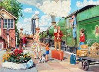 Family in the train station