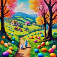 Easter Landscape, resizable 9 to 483 pieces