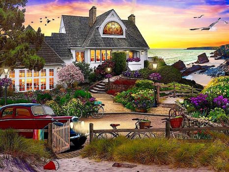 Solve Vintage Beach House jigsaw puzzle online with 165 pieces
